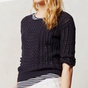 Anthropologie Moth Blue Knit Sweater